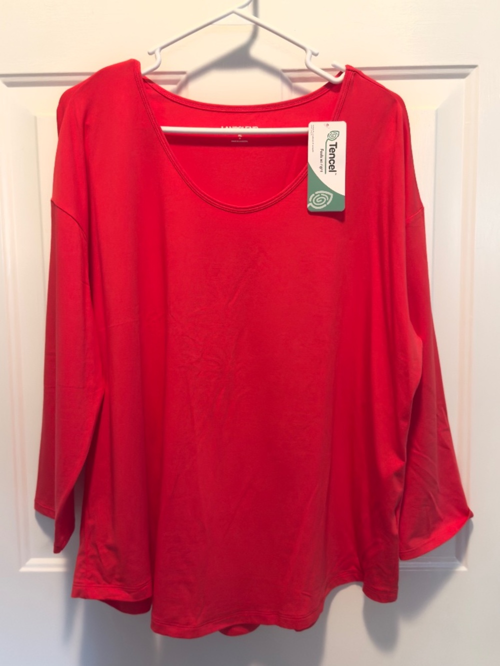 Lands' End Berry Red Womens 3/4 Sleeve Tunic Top